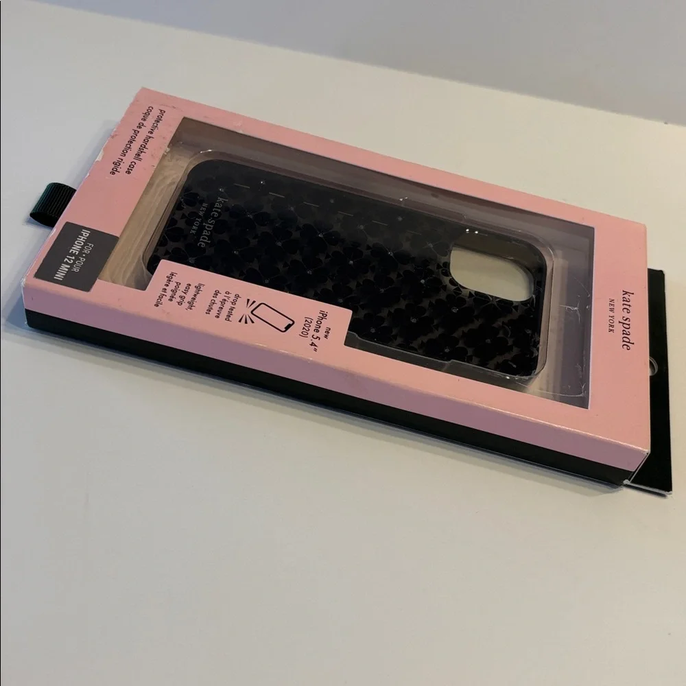 Kate Spade Apple iPhone 12 Mini Protective Hardshell Case in Black Spade